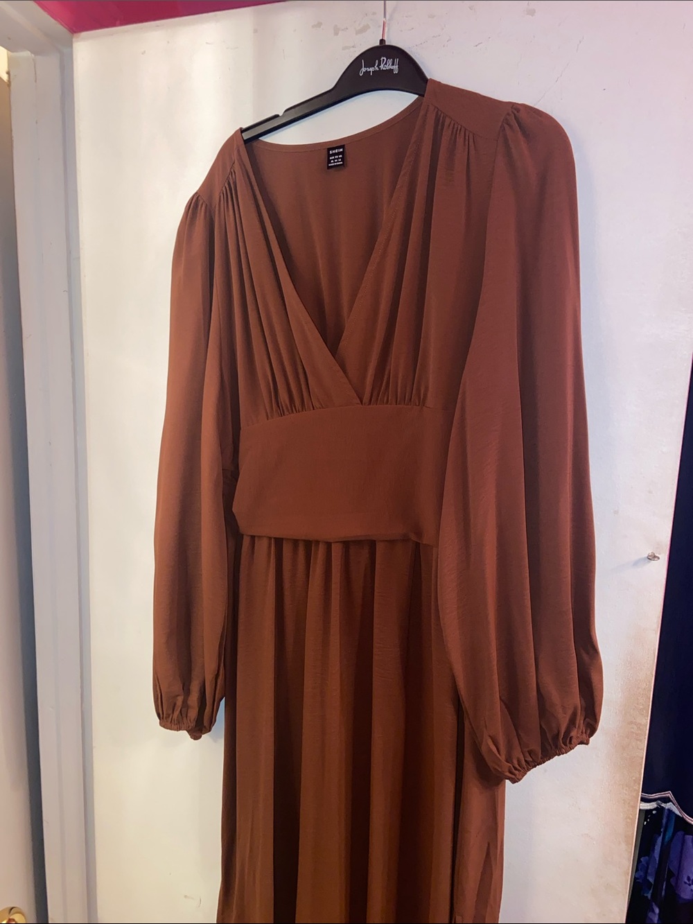 Women's Long Sleeve Dress - Rust Brown